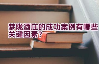 梦陇酒庄的成功案例有哪些关键因素？