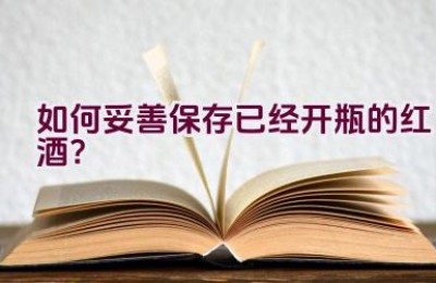 如何妥善保存已经开瓶的红酒？